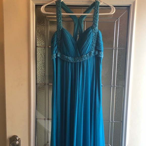 Beaded Teal Prom Dress (or for a formal Wedding) - Picture 2 of 4